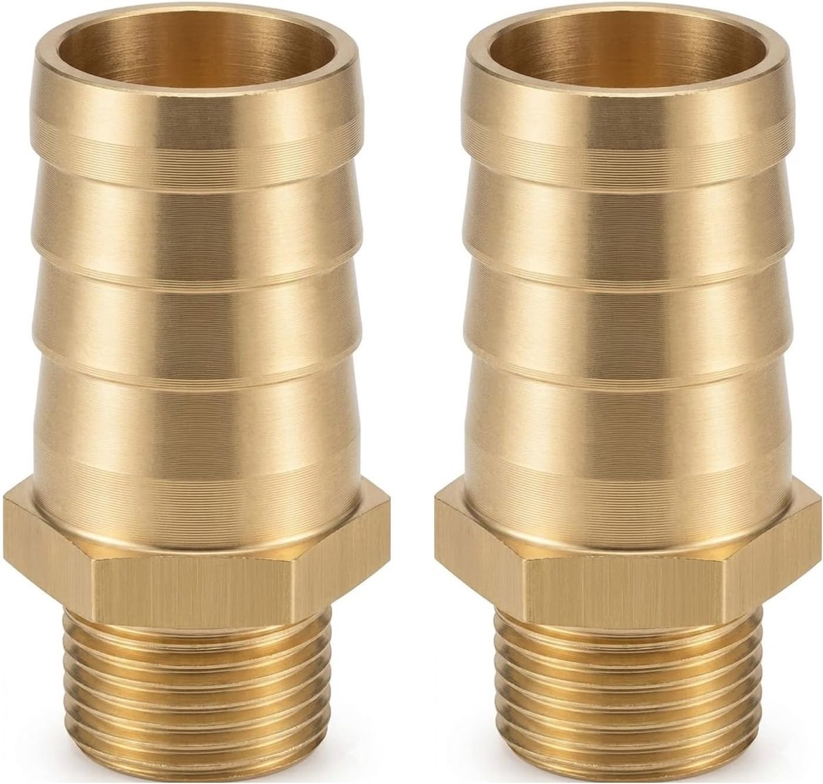 2 Stuks 19mm Messing Slanguitloop Fittingen, 3/8 Inch Slang Nippel Connector, Tube Adapter voor Water, Gas en Lucht Gebruik