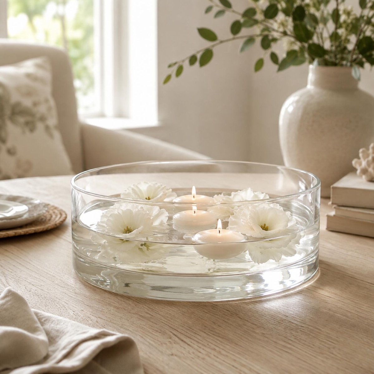 Bellatio Design Lage schaal/vaas - rond - transparant glas - 8 x 25 cm - plat - platte glazen vazen