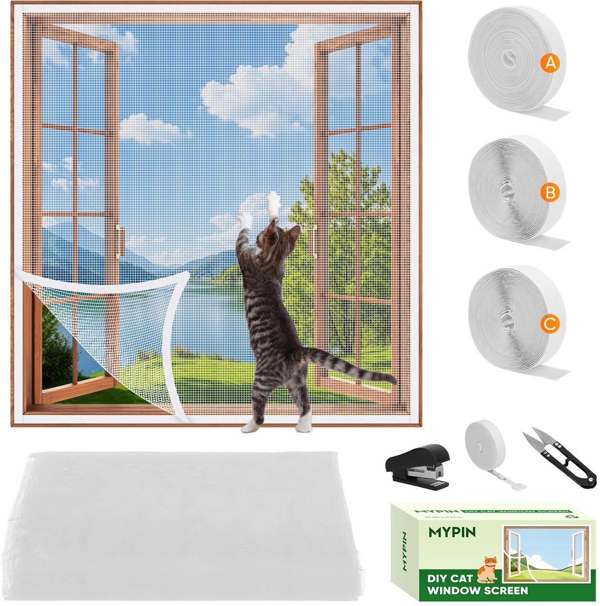 Kattenhor voor Raam – Zelfklevend en Op Maat Knipbaar – Scheurvast – 130 x 150 cm