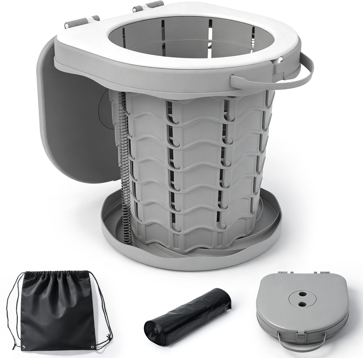 Arvioo - Draagbaar campingtoilet - opvouwbaar - hoogteverstelbaar - grijs 32cm