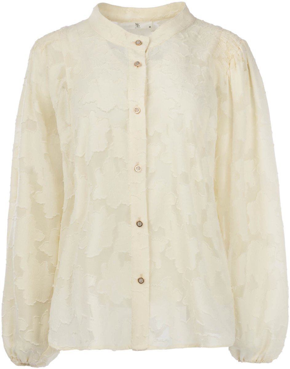 NED Blouse Calgary Ls Rmj Tone On Tone Flow 26w U404 01 01 Ecru Dames Maat - M