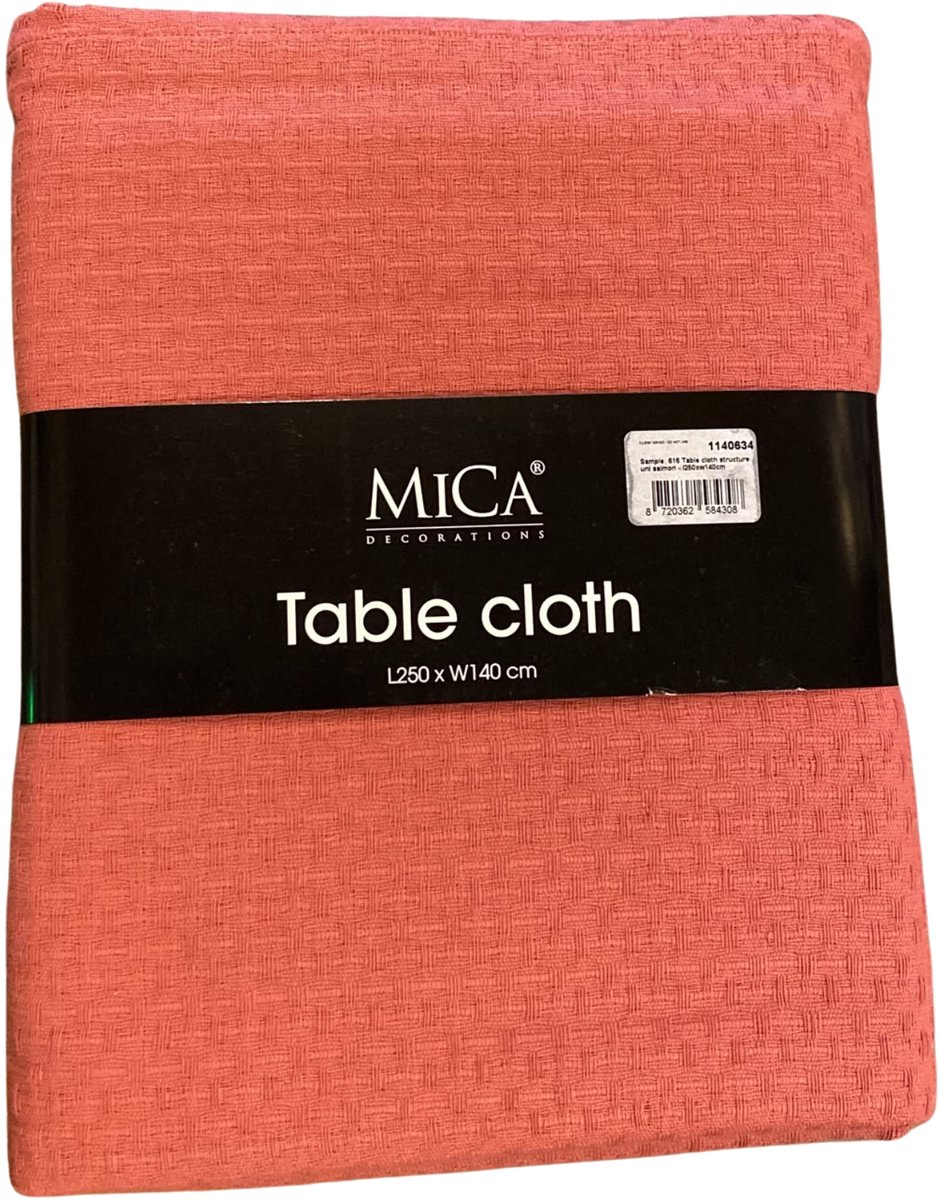 Mica Tafelkleed Zalmroze 250x140 cm – Groot Tafelkleed – Decoratieve Tafeldecoratie voor Eettafel