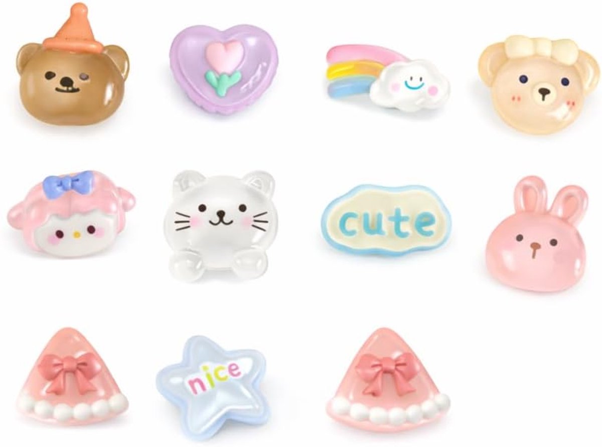 Bedels Regenboog Hart Schoenen 10 Stuks Kawaii Jelly 3D Decoratie Hole Clogs Type Crocs DIY