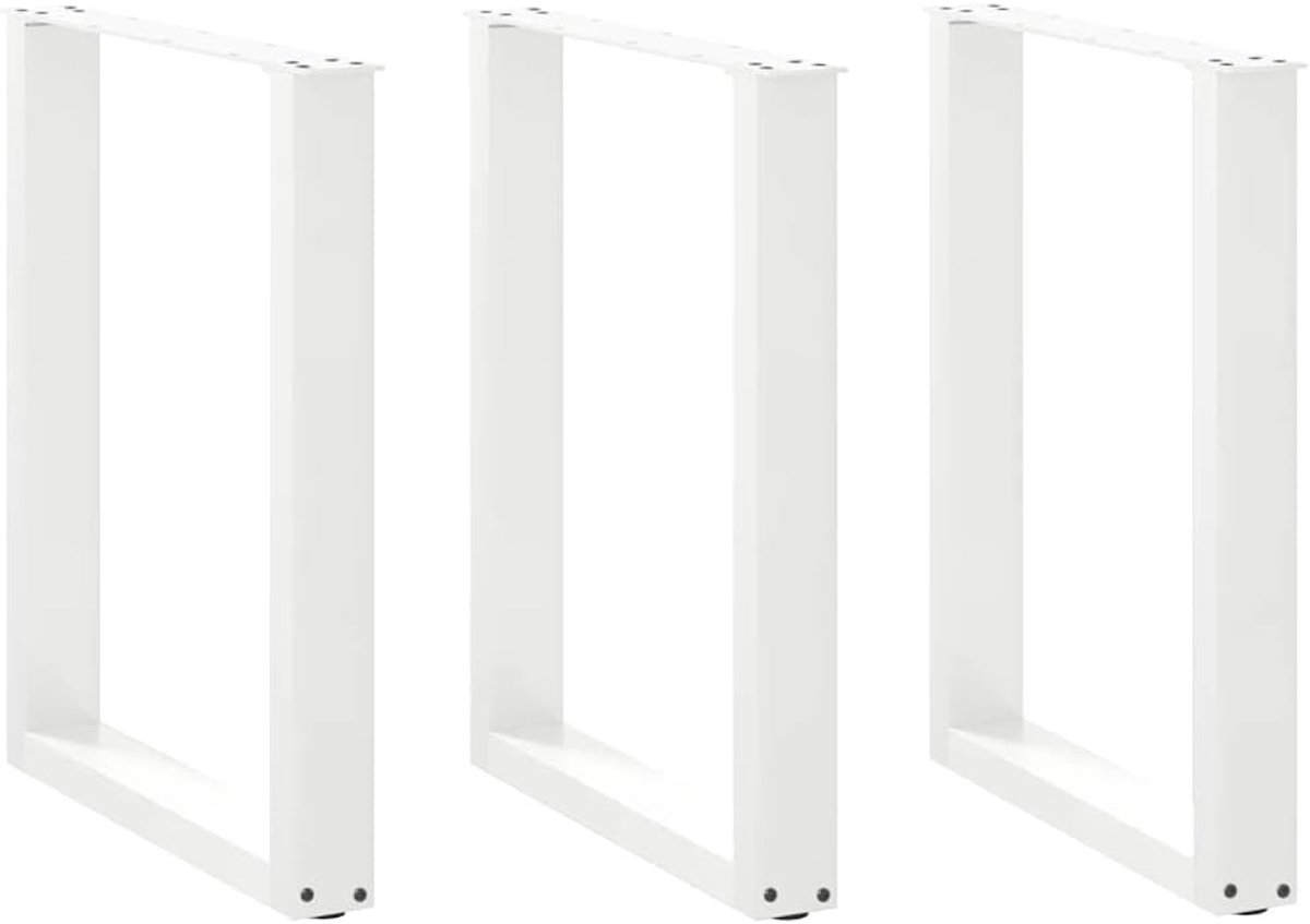 Poten U-vorm 70 cm, eettafelpoten U-vorm wit met verstelbare nivelleringspoten, gepoedercoate tafelpoten voor eettafels, robuuste vierkante constructie