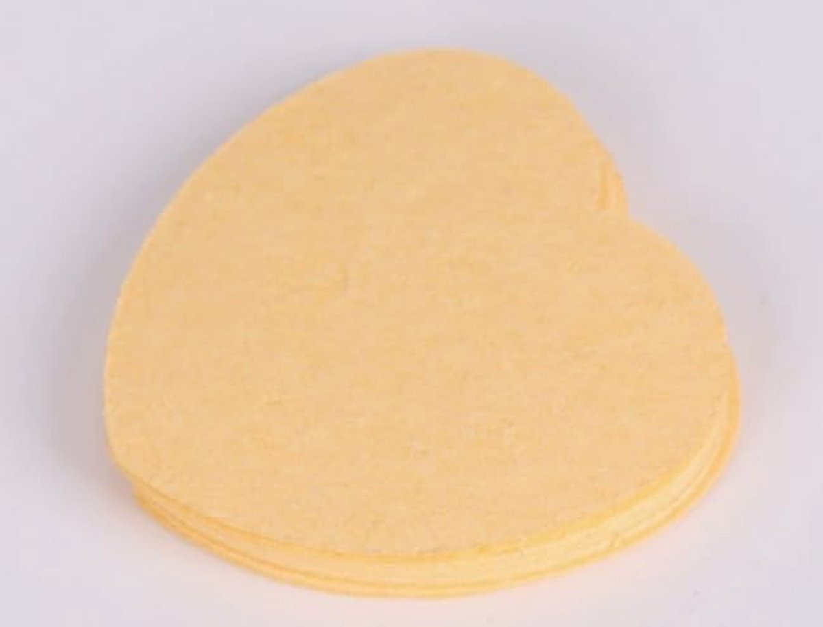 60 stuks gecomprimeerde gezichtssponzen, make-up-remover, hart, beige | Cellulose-make-upsponzen, perfect voor gezichtsspa, peeling, make-up verwijderen