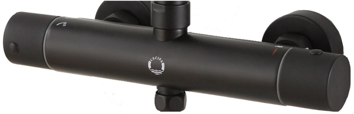 Cecipa Max - Thermostatische Douchekraan - 15 cm Hartafstand - Douche Thermostaatkraan - Waterbesparend - Zwart Mat