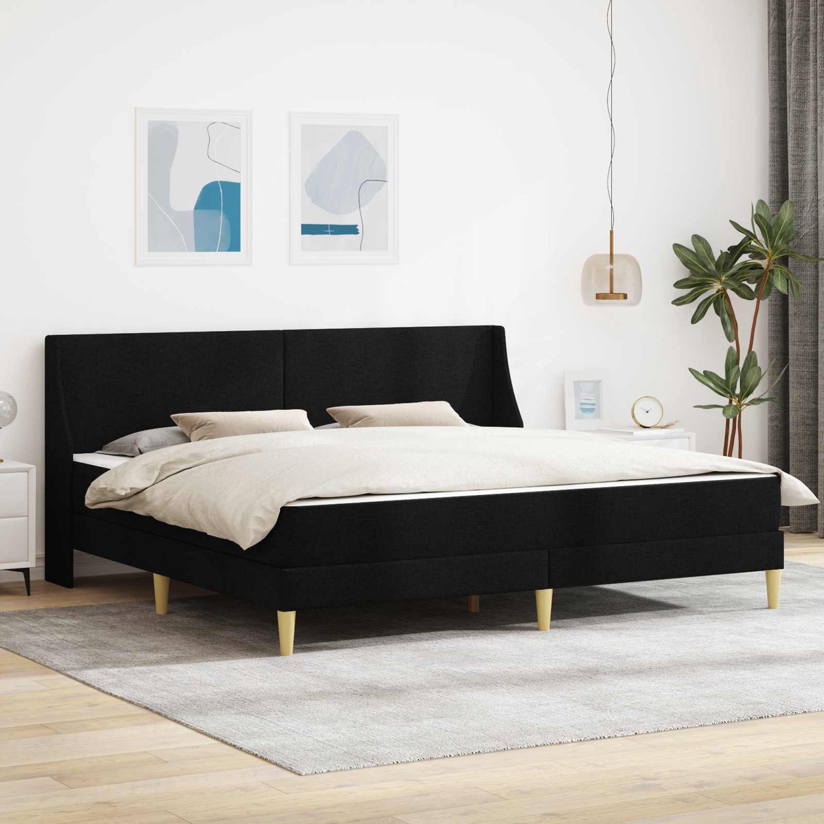 vidaXL Bedframe - met - matras - Zwart - 180 - x - 200 - cm - Stof