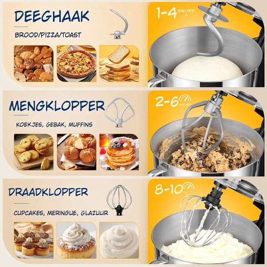 Kavo Deegmachine - Mixer met Kneedhaak - Kneedmachine - Zwart - 39cm x 22cm x 48cm van Kavo — afbeelding 2