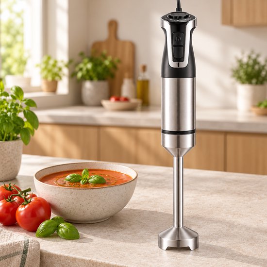 Staafmixer 800W – Regelbare Snelheid – Afneembare RVS-Mixvoet – Voor Soep, Smoothies en Sauzen – Zwart van JustCook — afbeelding 2