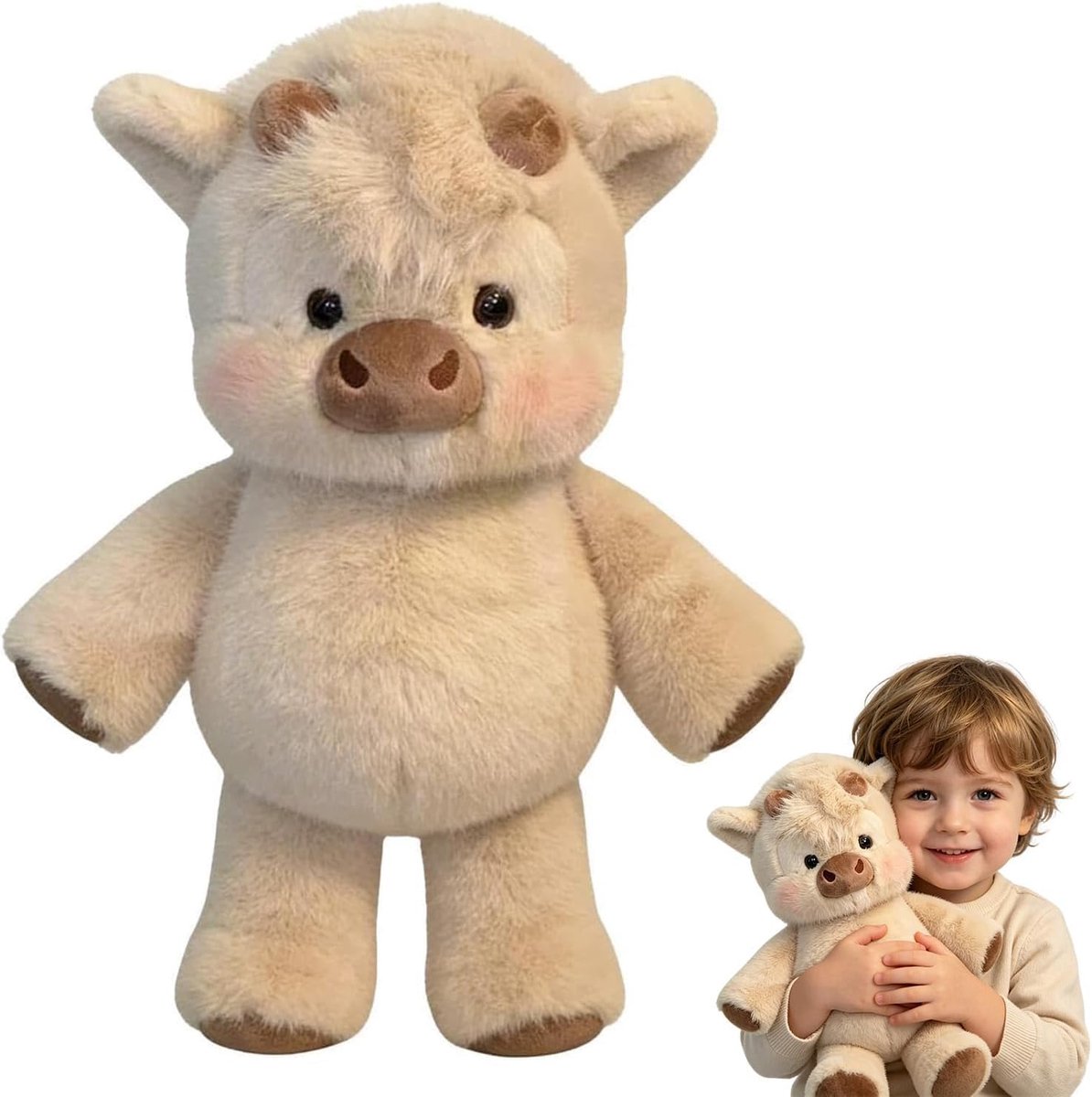 Koe Pluche, 45 cm Rennende Koe Pluche, Knuffelkoe voor Jongens, Meisjes en Kinderen
