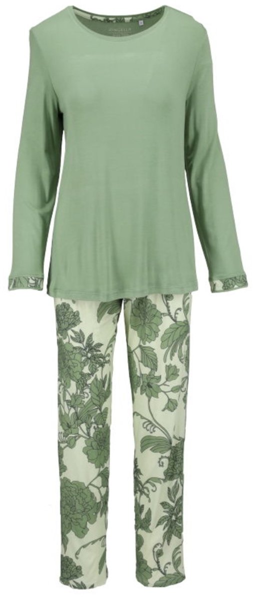 Katoenen dames pyjama basilicum Ringella - Groen - Maat - 40