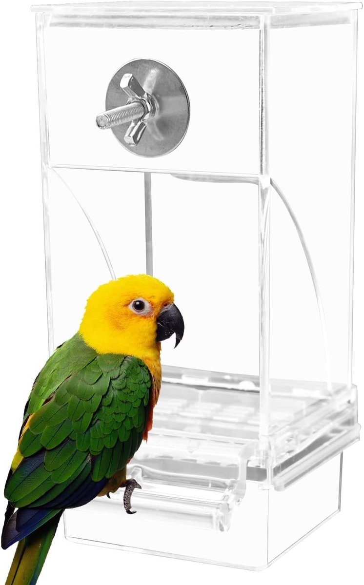 Automatische Vogelvoeder, Voederhuisje voor Vogels, Acryl Voederbak voor Kleine en Middelgrote Vogels, Hangend Zadenvoeder, Voedselcontainer en Perch Accessoires