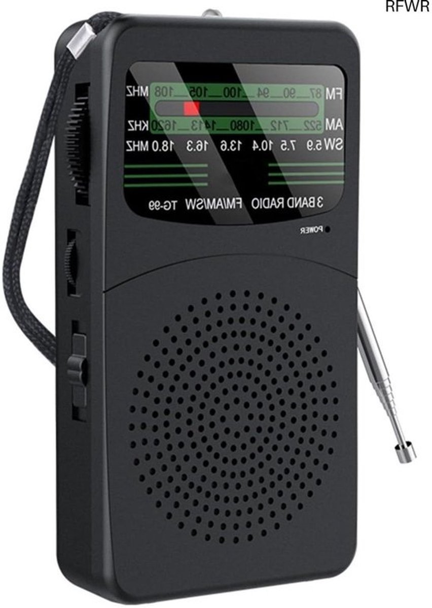 RFWR® Draagbare AM/FM/SW Radio met Krachtige 3W Luidspreker – Compact en Batterijgevoed voor Thuis en Buiten