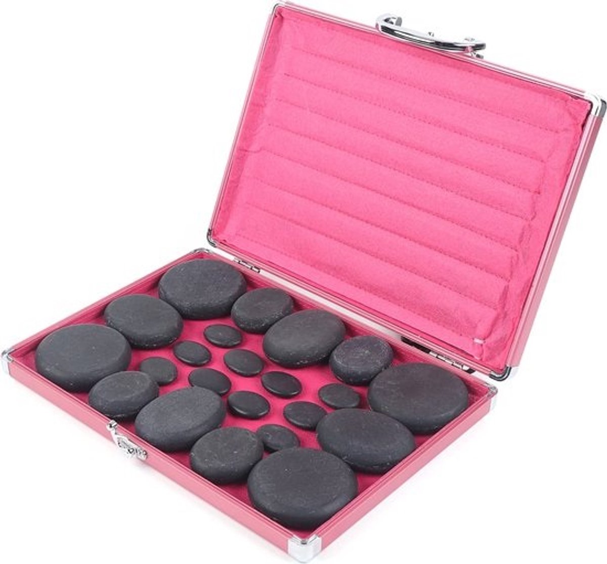 Jermore® - 20-delige Hot Stone Massage Set - Stenen met Verwarmingsdoos - Voor Diepe Spierontspanning en Gua Sha - 110V-220V - Diverse Steenformaten