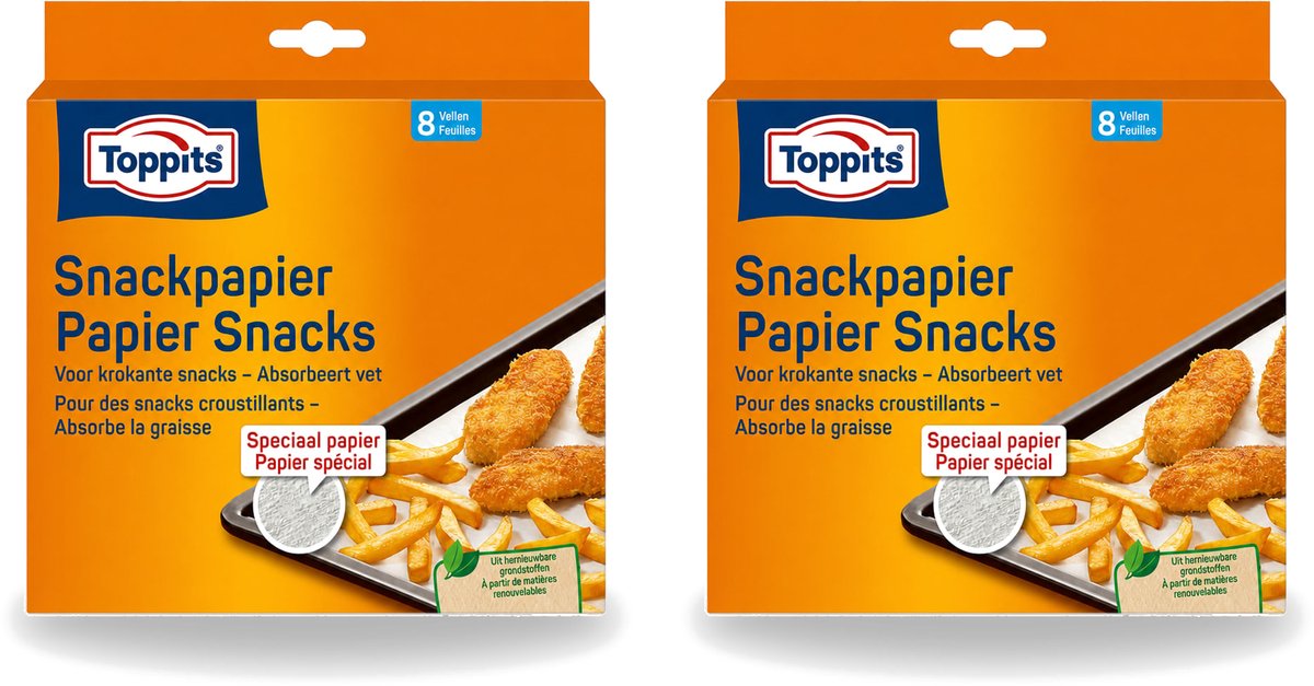 2 x Toppits – Snackpapiervellen – 8 Zakjes - Voordeelverpakking - 2 stuks
