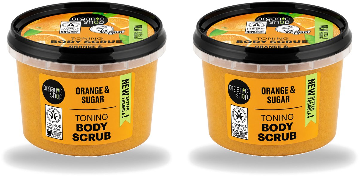 2 x Organic Shop - Body Scrub Orange - Verzorgend en Geurend - 250 ml - Voordeelverpakking - 2 stuks