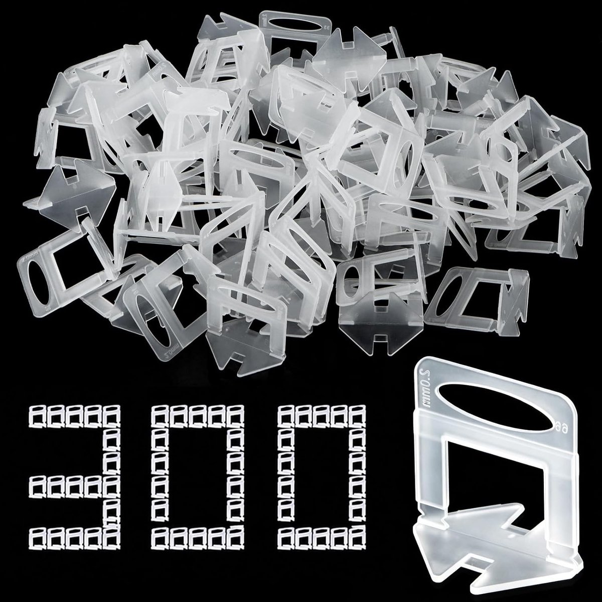 300 Stuks Tegel Niveau Clips, 2mm Tegelafstandhouders voor Tegelinstallatie en Nivellering Tools