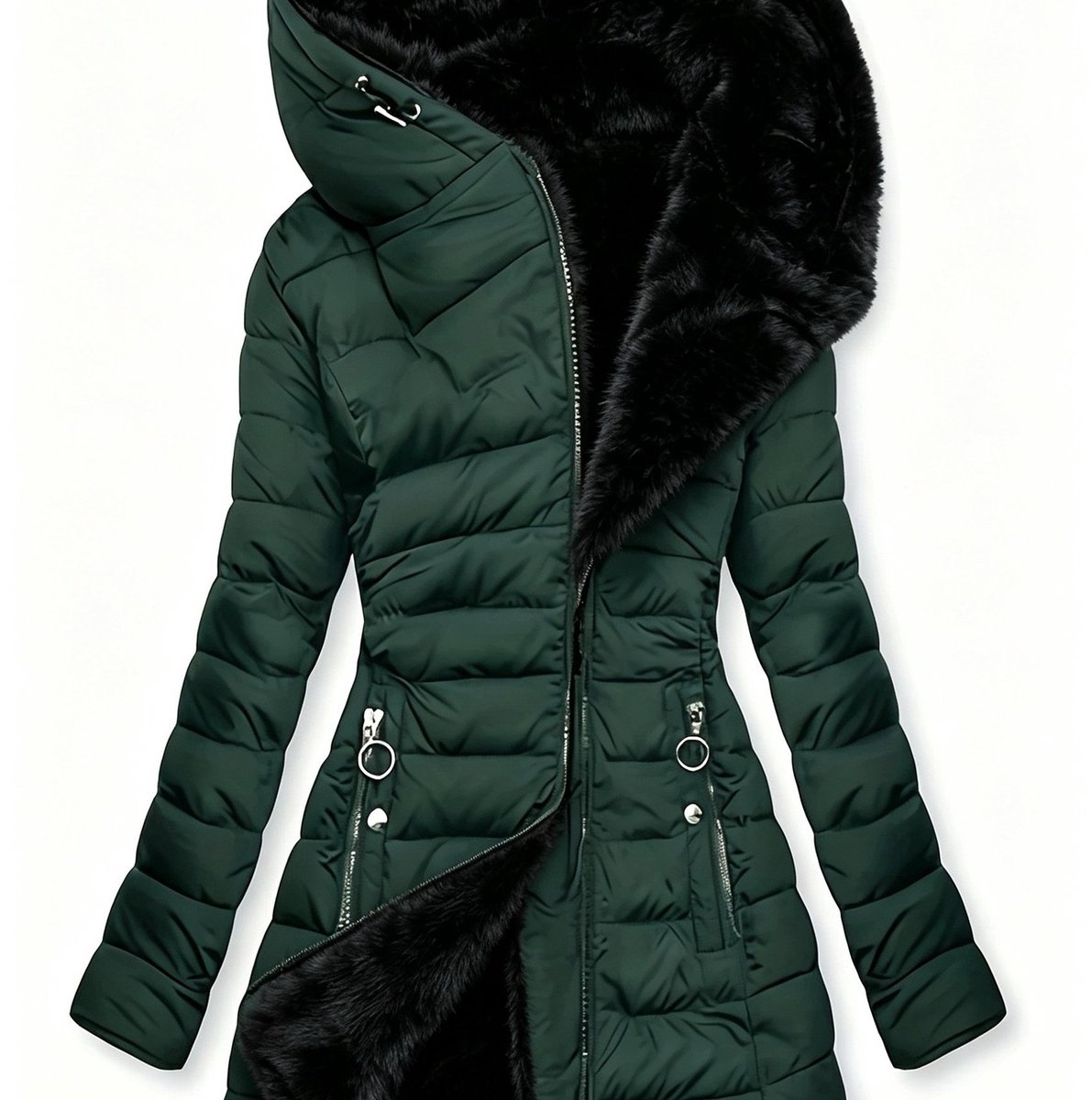 Currero Winterjas Parka Dames Lange Jas Dames Wintermantel Overjas Gewatteerd Waterdicht Winter Stijlvol Mantel Vrouwen Volwassen Donkergroen