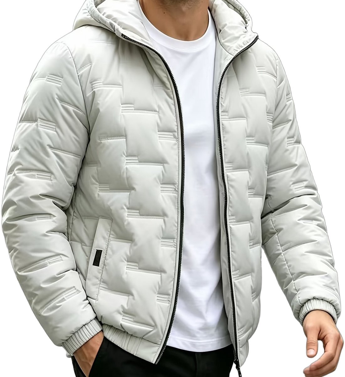Currero Winterjas Parka Heren Lange Jas Mannen Wintermantel Overjas Gewatteerd Waterdicht Winter Stijlvol Mantel Volwassen Wit