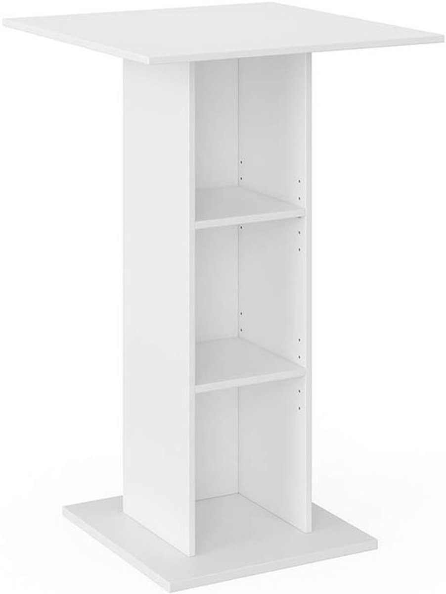 Bartafel - Eettafel aanrecht - Gezellig eten - Met opbergvakken - 70 x 70 cm - Wit