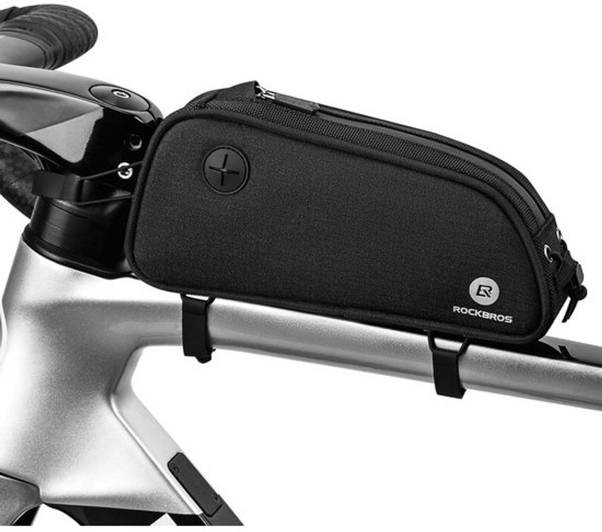 Fietstas voor het frame, 1.3 L, MTB Bovenbuis Tas met Reflecterend Logo, Zwart