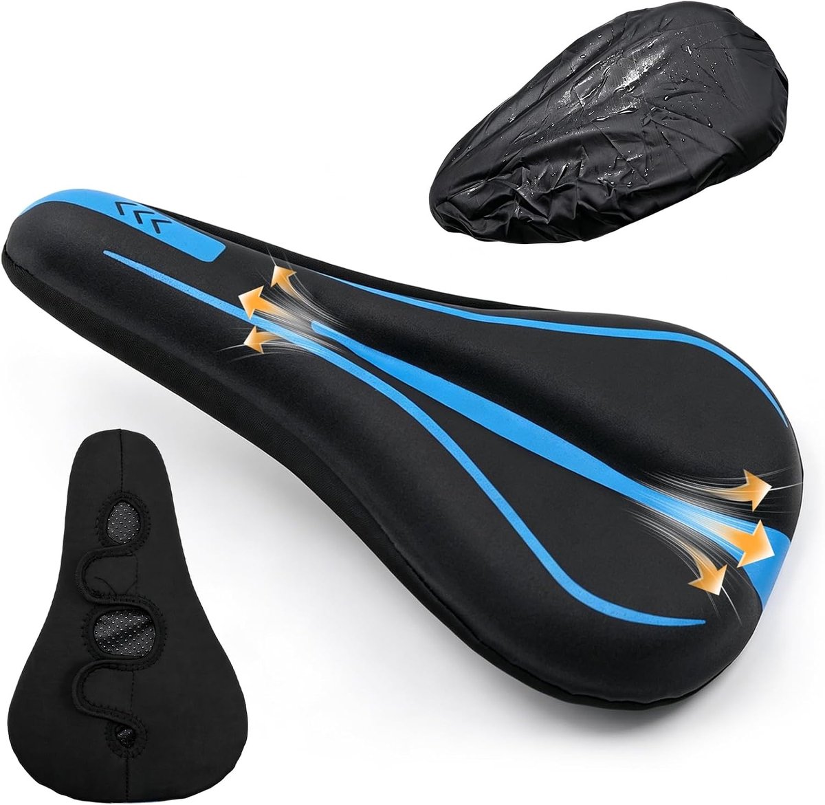 zadelhoes fiets, ergonomische fietszadelhoes | Met traagschuim en regenbescherming, verdikte zadelbescherming voor dames en heren, MTB, racefiets, e-bike, hometrainer