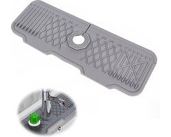 Silicone Faucet Mat Draining Mat Water Tap Splash Guard Collapsible Sink Water Trap Mat for Kitchen Bathroom - Large Size - Grey - 43x15cm