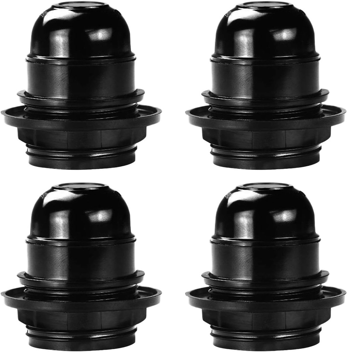 4 stuks lamphouder E27 van hittebestendig kunststof zwart vintage isolatie 250 V 4 A met aansluiting voor kabel 0,5 - 2,5 mm geschikt voor schroefmuilkorf (4 x 5,7 cm)