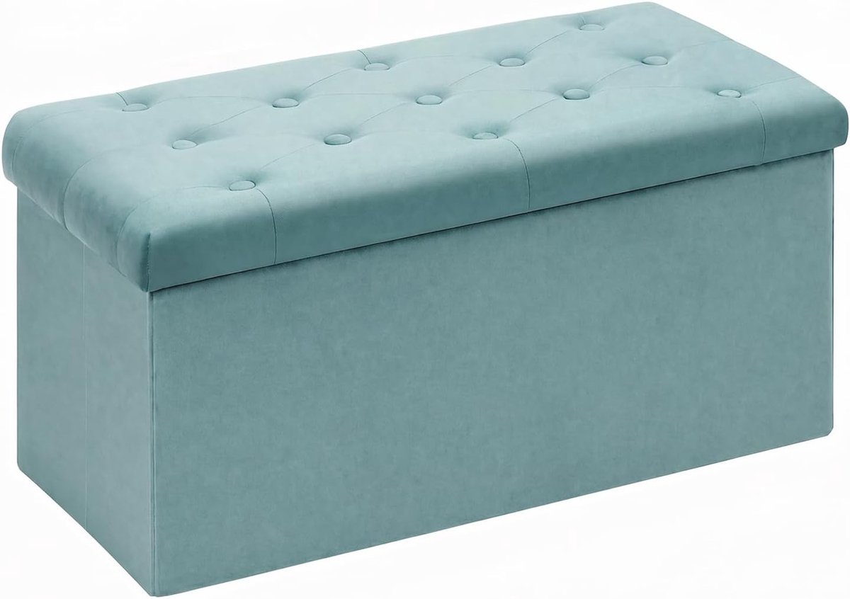 Bank fluwelen opbergdoos met deksel zitsteun met opbergruimte stoffen opbergruimte opklapbare voetenbank fluwelen stof, groen, 80 x 40 x 40 cm ...