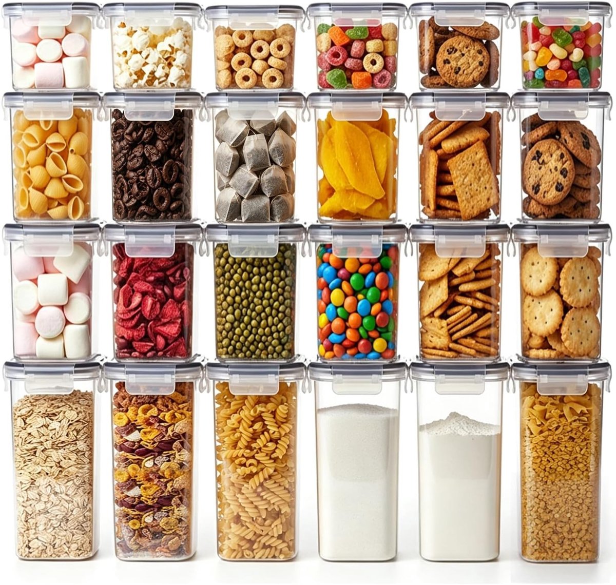 Luchtdichte plastic voedselopslagcontainers, 800–2000 ml, set van 24 voor versheid en organisatie