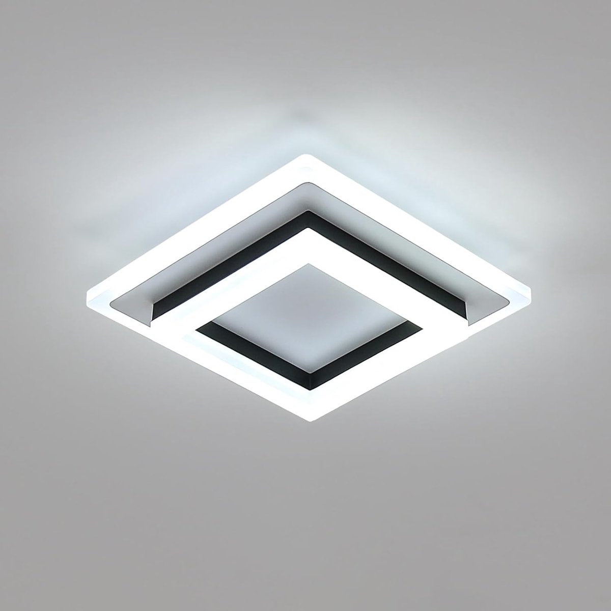 LED Plafondlamp, 24W Zwarte Vierkante Acryl Plafondlamp