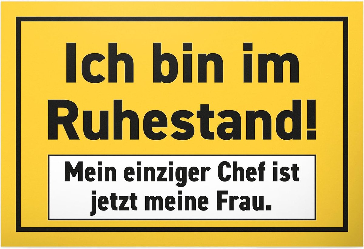 Einziger Chef Meine Frau Plastic bord 30 x 20 cm - pensioen mannen gepensioneerden cadeau collega pensionering kaart party cadeau-idee decoratie afscheid