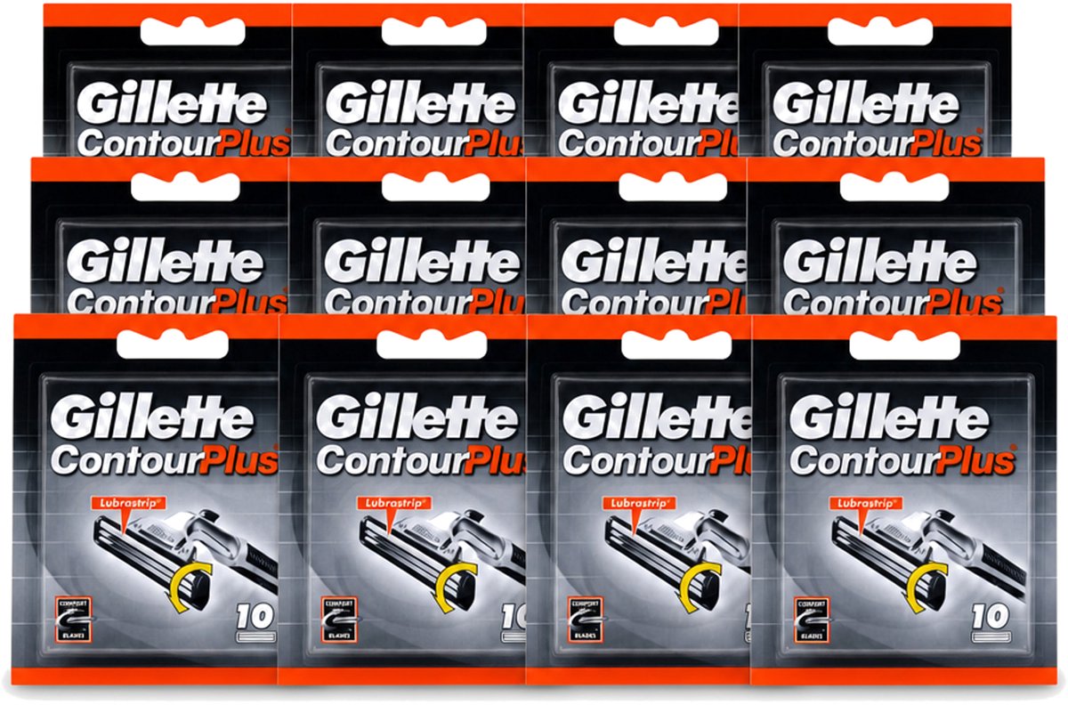 12 x Gillette Contour Plus – Wegwerpscheermesjes – 10 mesjes - Voordeelverpakking - 12 stuks