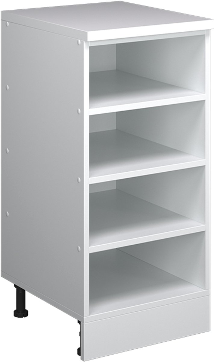 Vicco Keukenkast voor schuine wand R-Line, Wit/Wit, 40 cm zonder schuine zijde, open