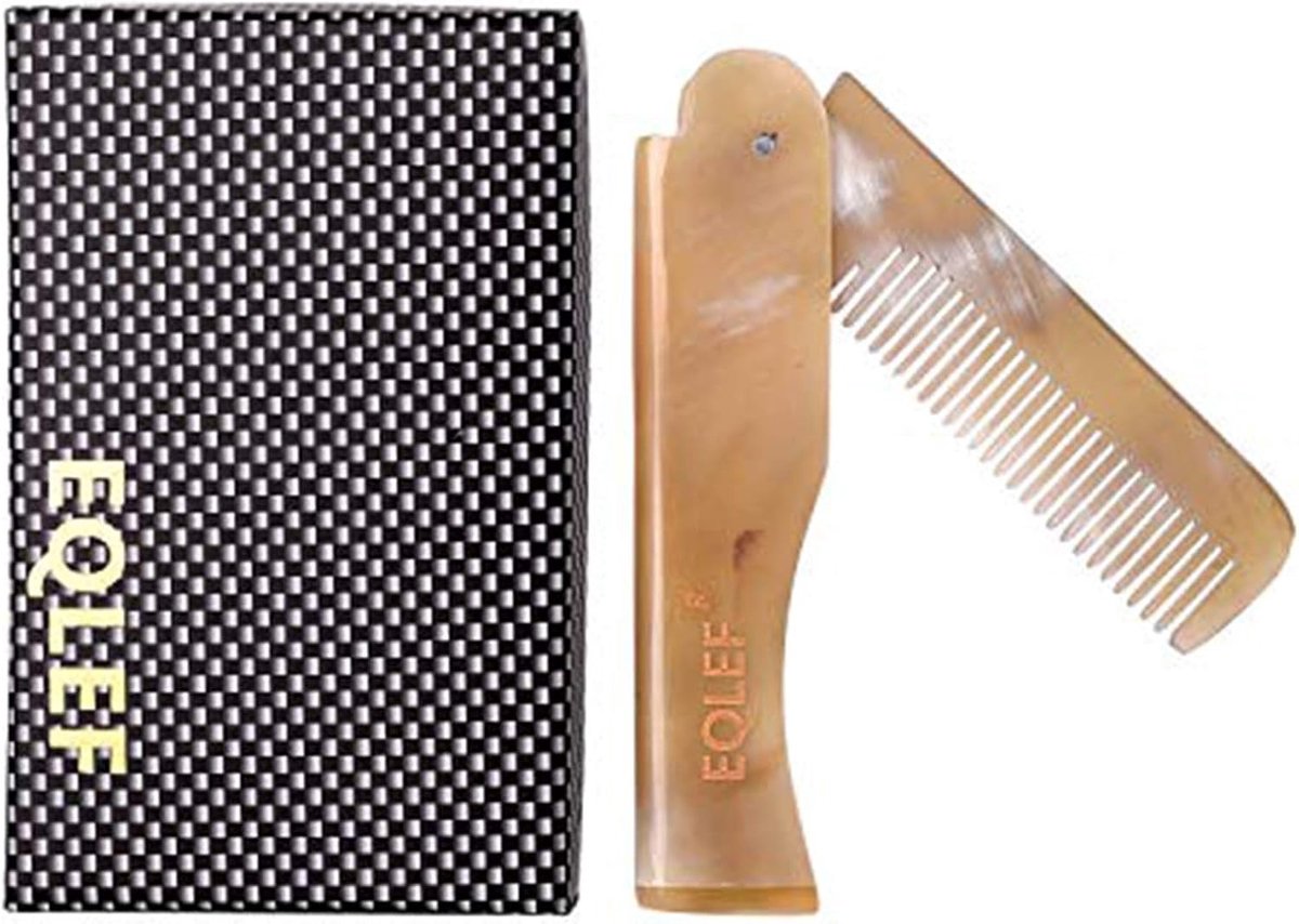 Vouwbare Baardkam voor Mannen en Vrouwen, Draagbare Pocketkam voor Baard- en Haarverzorging, Beige Kleur