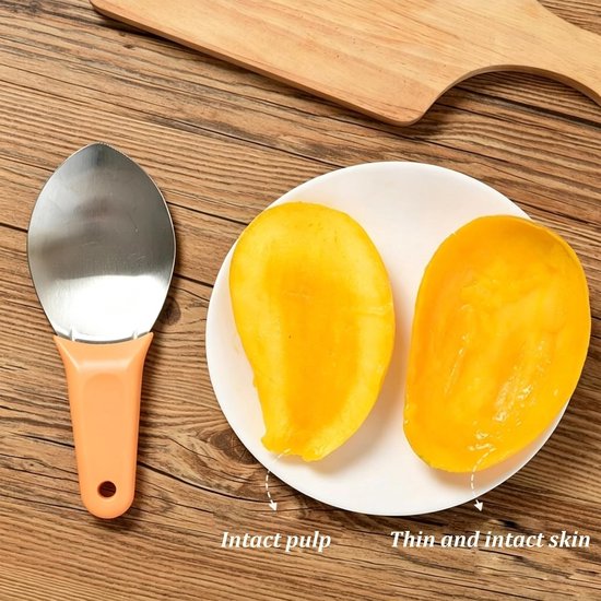 Mango Snijder Set van 2 Stuks, RVS, Antislip Handvat, 3-in-1 Fruit Snijder voor Perfecte Mango's en Andere Vruchten — afbeelding 4