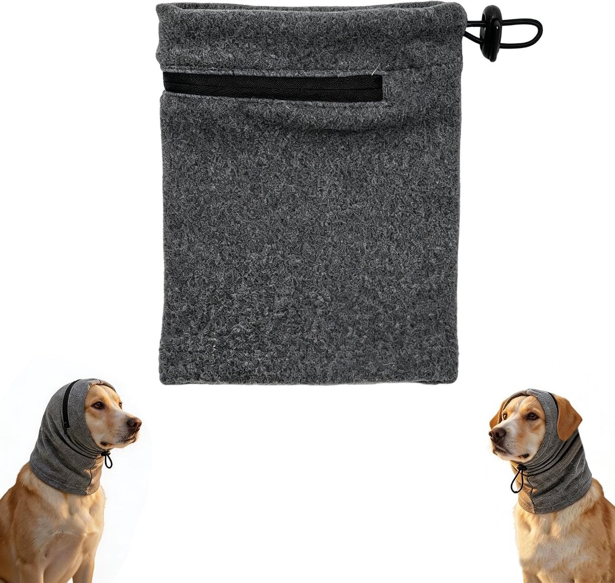 Hondenrustgevende kap voor oorbescherming met ritssluiting, comfortabel en veilig voor huisdieren