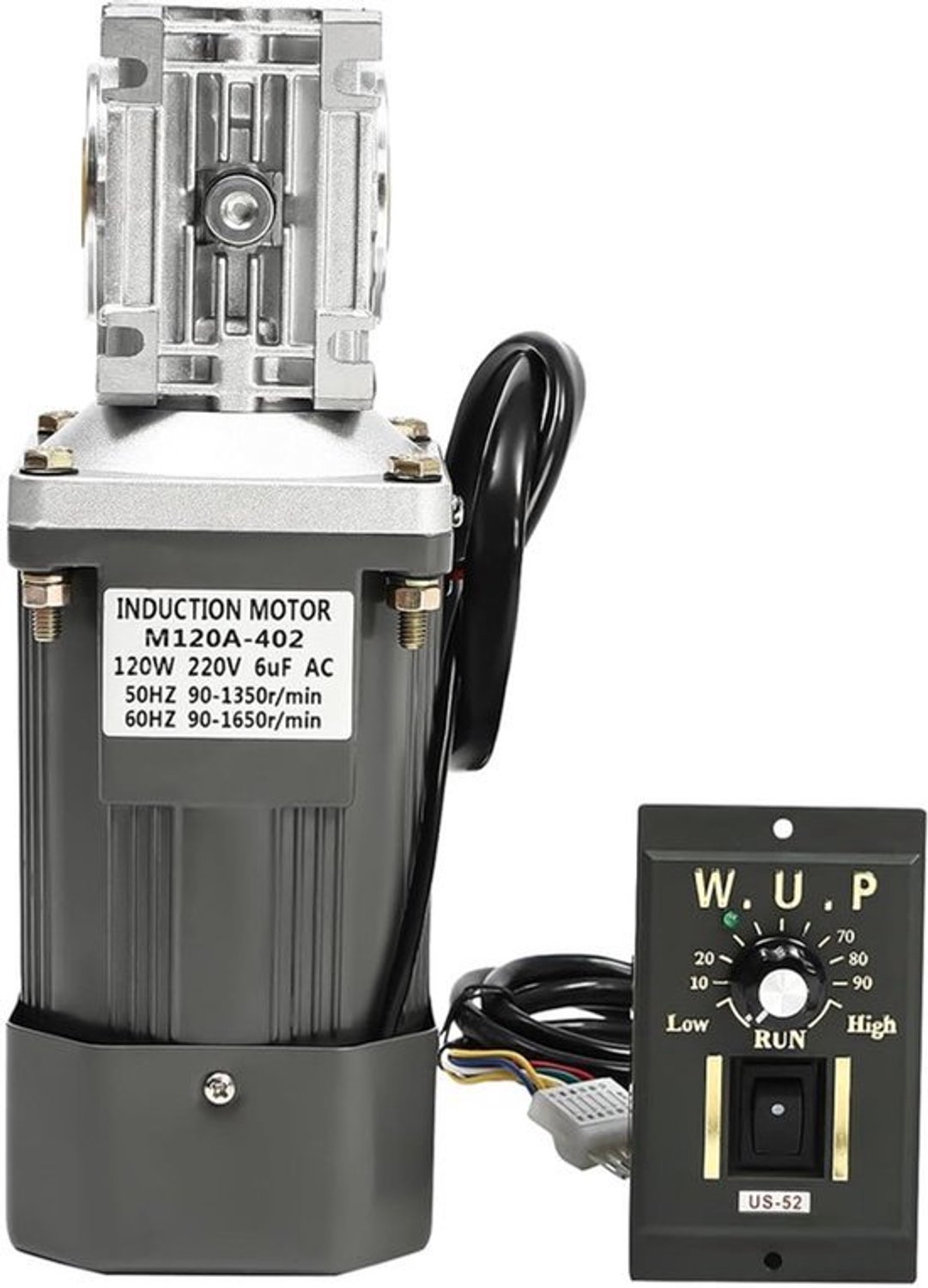 Elektrische Reductiemotor AC 220 V - 120 W Vermogen - 1650 Toeren Per Minuut - Wormwielmotor - Regelbare Snelheid