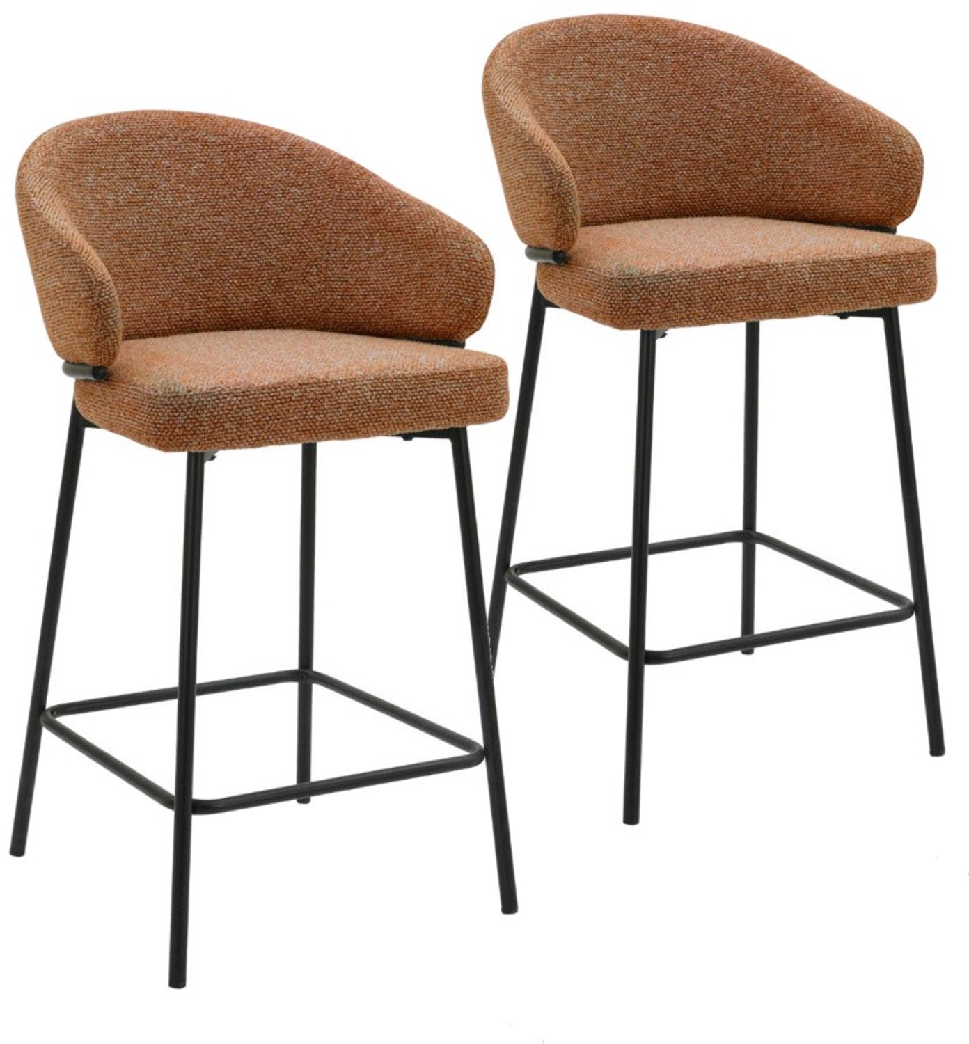 DS4U - - Sofia barkruk 65 cm - Set van 2 - Terracotta met zwarte poot - Stof