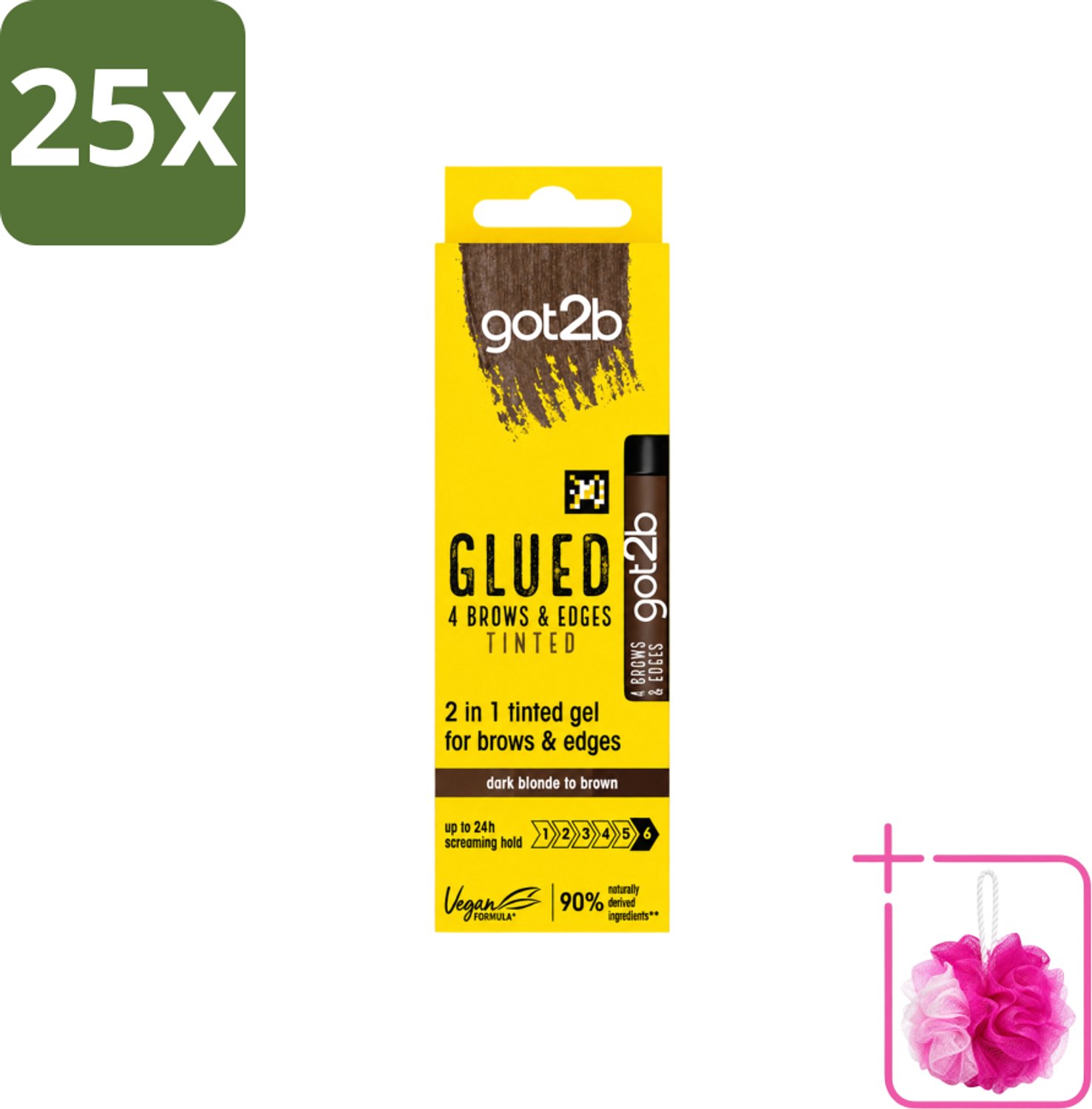 25 x Got2B - 2-in-1 Gel - Brows & Edges Donkerbruin - 16 ml - Bulkverpakking - Wenkbrauwen stylen - Douchemop - Haarranden stylen