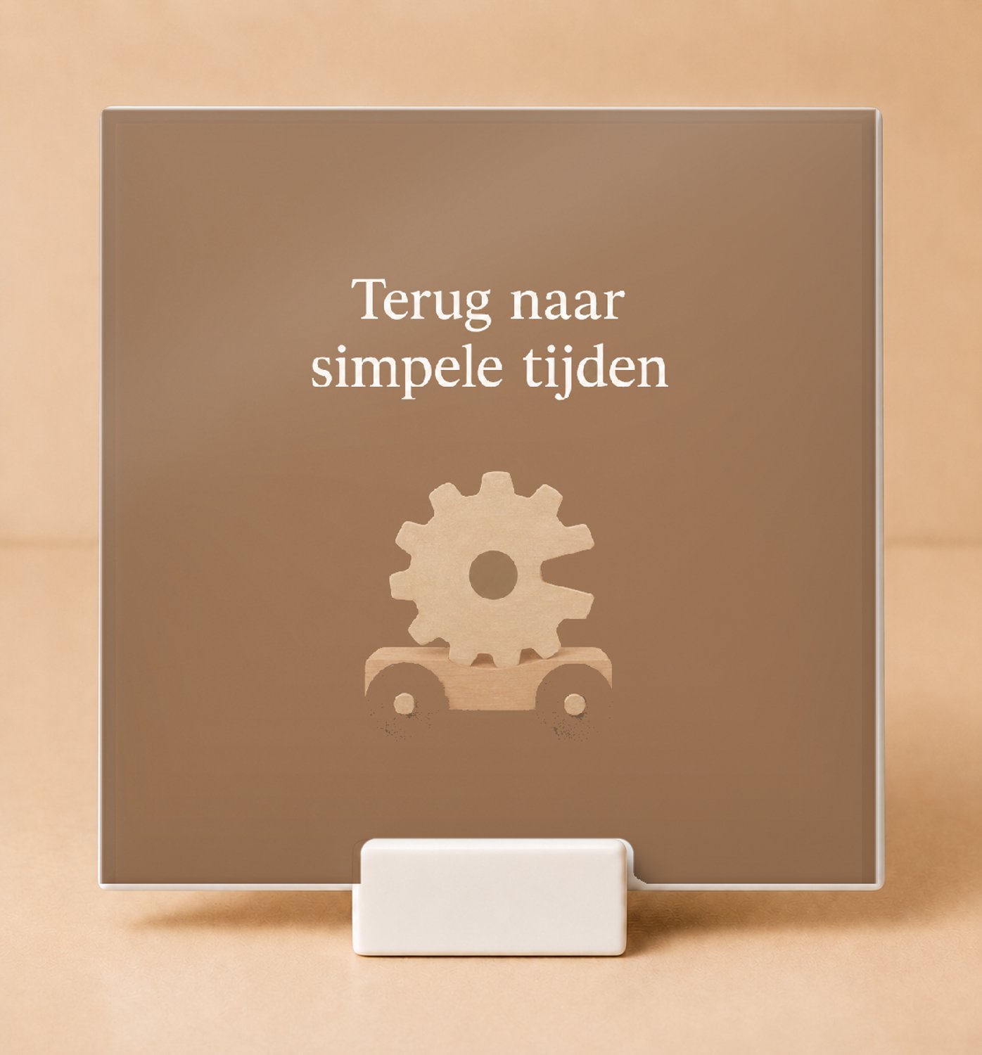 Bedruk King Sfeervolle Tegel "Terug naar 2016-modus" – Rustieke Wanddecoratie voor Nostalgische Interieurs en Simpele Momenten - 15 x 15 cm met houder Wit