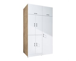 Roomart DORA-II Wasmachine Ombouwkast 130x230 cm met Opzetkast - Wit Eiken