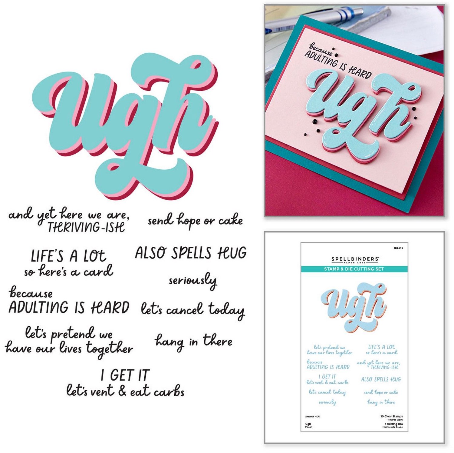 Spellbinders Clear Stamp & Snijmal - Ugh - 11 st.