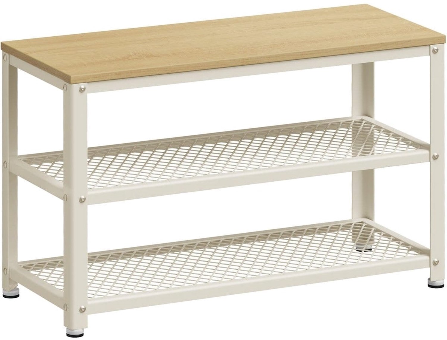 Klarven® Schoenenbank Roosterplanken - Schoenenbak - Schoenenrek - Schoenenbank Wit - Shoe Bench - 6-8 paar, Stevig Draagvermogen 136 kg - 73x30x45 cm