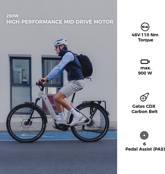 DERUIZ Mica Pro M/L – Elektrische Fiets Dames & Heren – Lage Instap – 250W Middenmotor – 110Nm – 720Wh Samsung Accu – Tot 180 km Actieradius – Enviolo Traploos – Gates Riem – Hydraulische Schijfremmen – 29 Inch – Brons Mat — afbeelding 2
