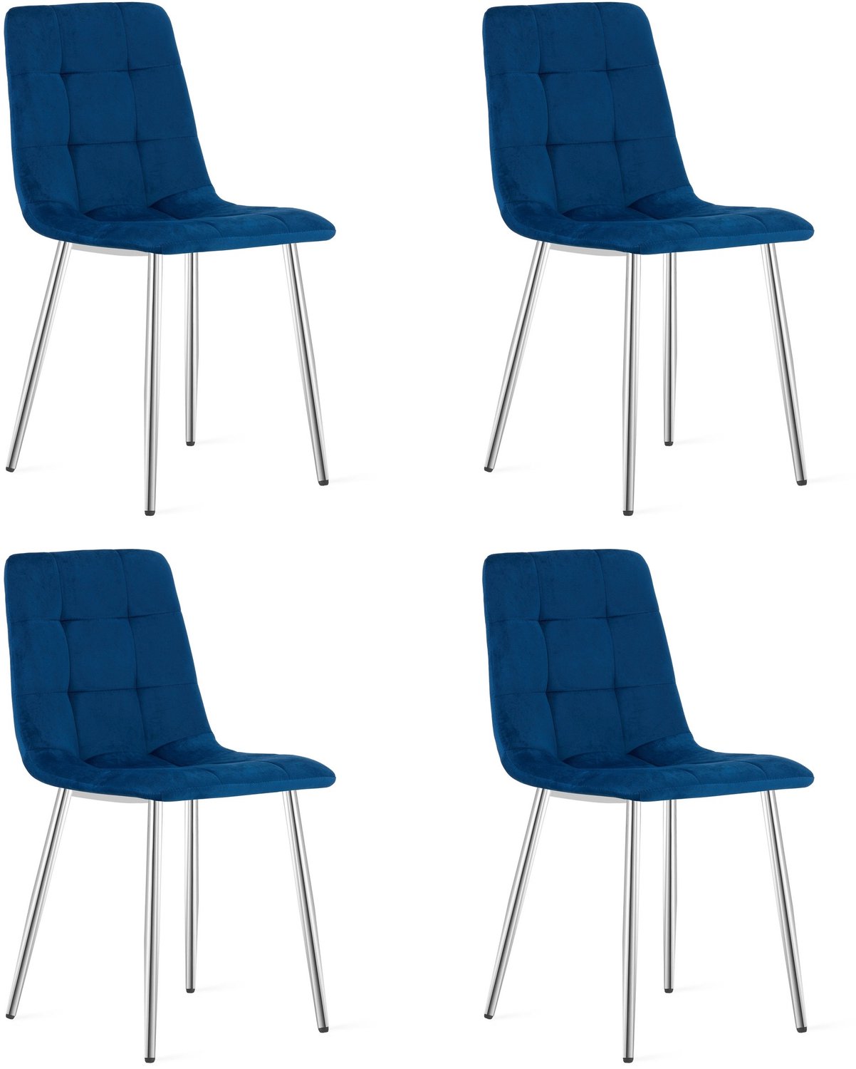 LEOBERT KARA Eetkamerstoelen – Set van 4 – Marineblauw Velvet – Metalen Poten – Comfortabele Ergonomische Zitting – Modern Design – Velvet Stoel voor Woonkamer, Keuken en Eetkamer – Max. 110 kg per Stoel