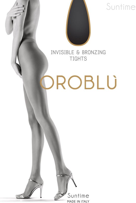 Zijprofiel van benen in Oroblu Suntime panty, onzichtbaar en bruinend effect, Made in Italy.