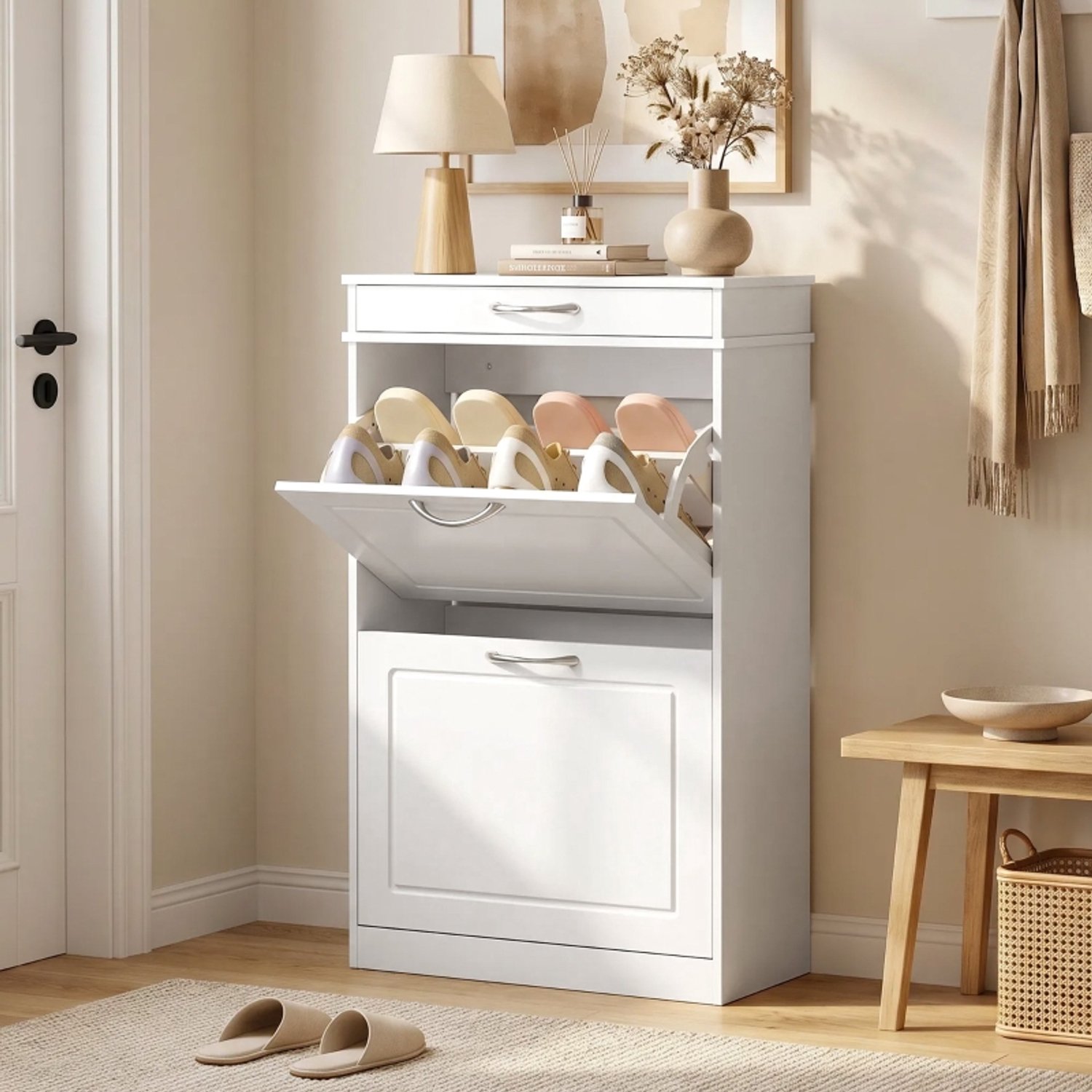 CHICFURN Schoenenkast - 8 paar - 2 kleppen - Staand - Wit