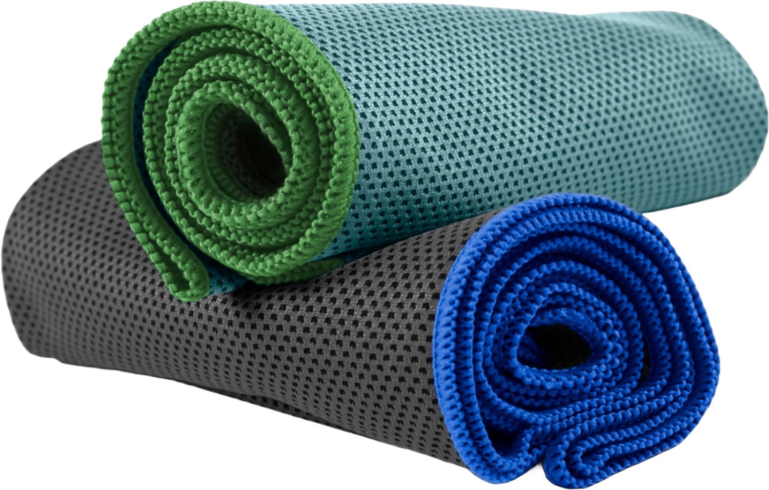 NirvanaShape - microvezel handdoek - verkoelende handdoek - koelhanddoek met directe verkoeling - ultralichte cooling towel - 80 x 30 cm - Lichtturkoois / Groene Rand