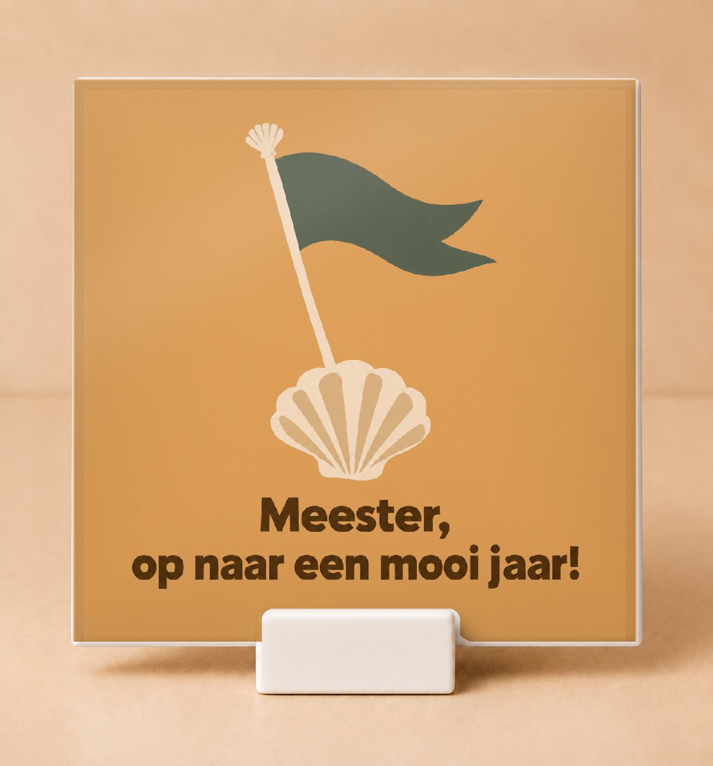 Bedruk King Creatieve Nieuwjaarsstart met Meester Tegel – Unieke Papieren Knipvormen Matisse Stijl voor Leraren - 11 x 11 cm met houder Wit